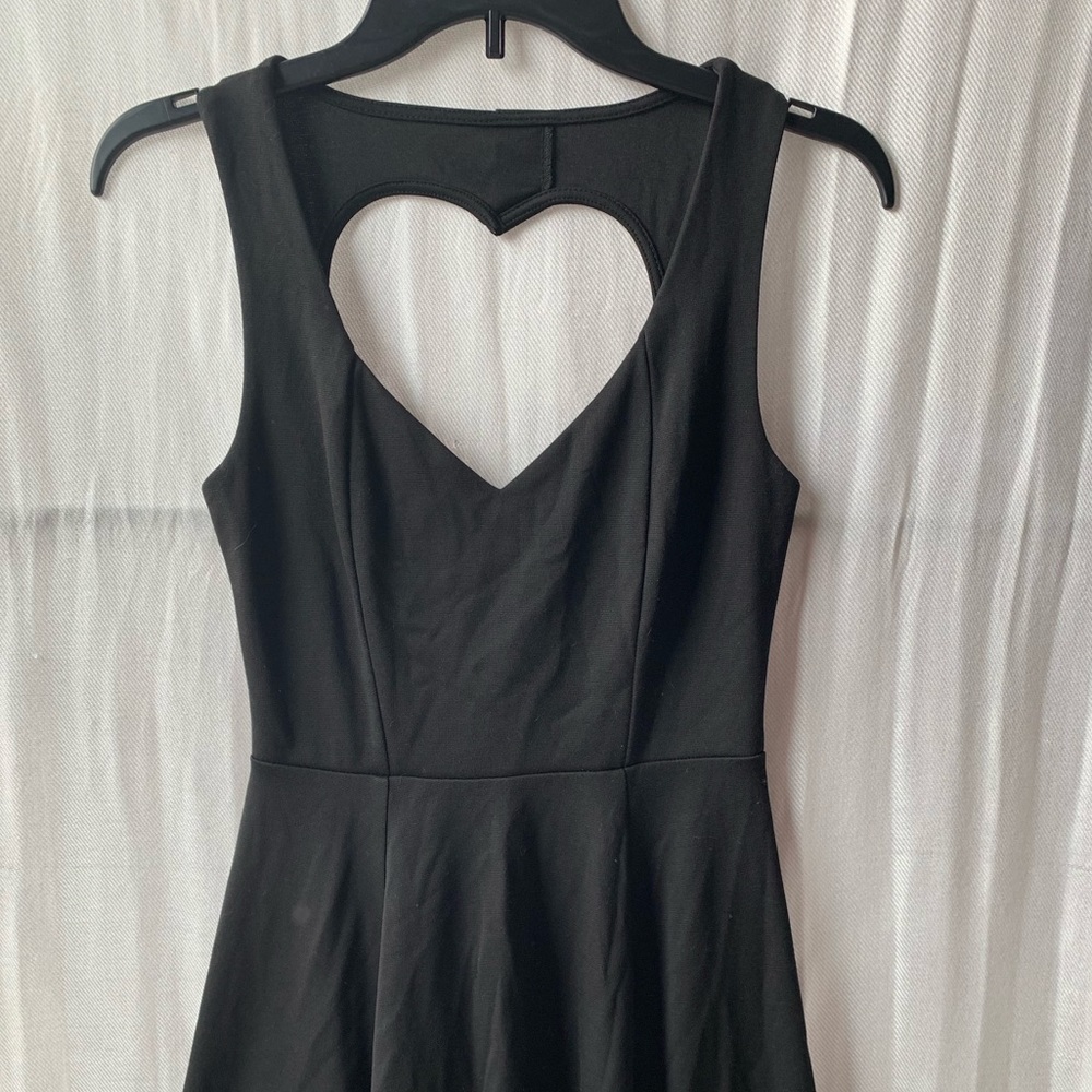 Open heart back little black dress